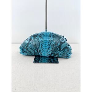 Vera Roloff Python Skin Leather Clutcy Handbag Turquoise Blue Black